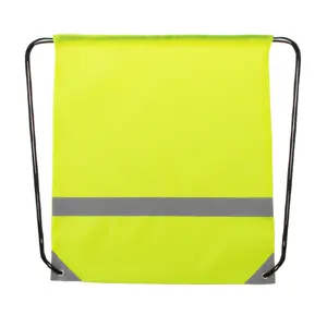 Sacca in poliestere 190T con dettagli riflettenti per alta visibilità e chiusura a coulisse 350×410mm