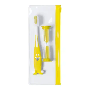 Set spazzolino da denti in plastica per bambini completo di clessidra e di busta