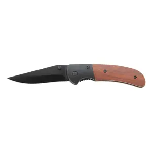Coltello tascabile in acciaio inox con manico in legno e blocco di sicurezza 101×29×14 mm