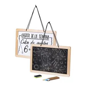 Bacheca con lavagna nera e bianca completa di gessetti e pennarello