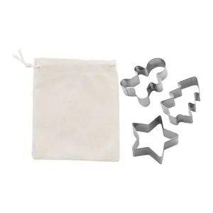 Set taglia biscotti natalizio in sacchetto di cotone