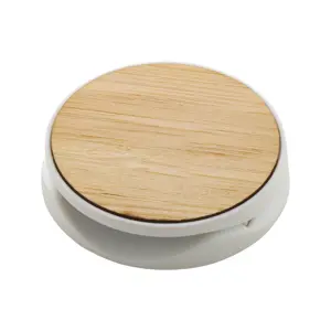 Porta telefono adesivo in plastica ricoperto in bambù