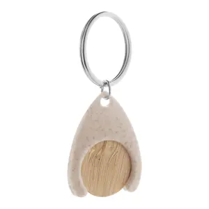 Portachiavi con gettone carrello in bambù e supporto in plastica ecologica