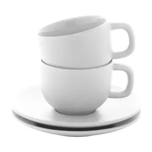 Set 2 tazze da cappuccino in ceramica con piattini 200ml