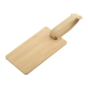 Etichetta per bagagli in bambù con laccetto e fibbia in plastica