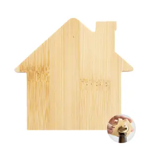 Apribottiglie magnetico a forma di casa in bambù