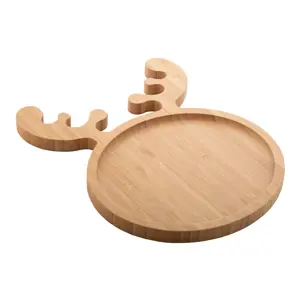 Piatto natalizio per snack in bambù a forma di renna