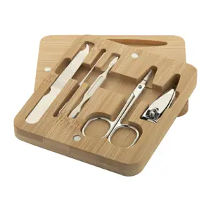 Set manicure cofanetto in bambù con coperchio magnetico