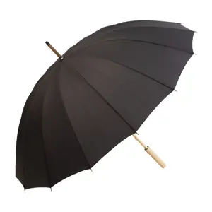 Ombrello in RPET manuale antivento in RPET con 16 pannelli manico e asta in bambù struttura e stecche in fibra di vetro e custodia coordinata ø1050×860mm