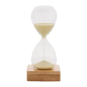 Clessidra da 5 minuti con vetro borosilicato con base in bambù con confeziona in carta kraft