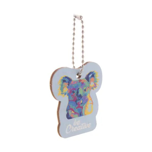 Portachiavi totalmente personalizzabile in multistrato di betulla con stampa in fullcolor