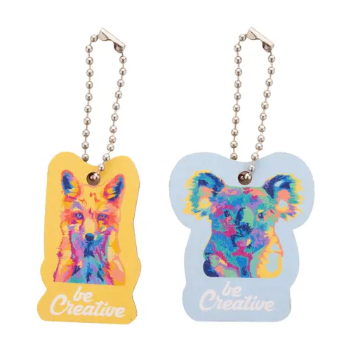 Portachiavi totalmente personalizzabile in multistrato di betulla con stampa in fullcolor