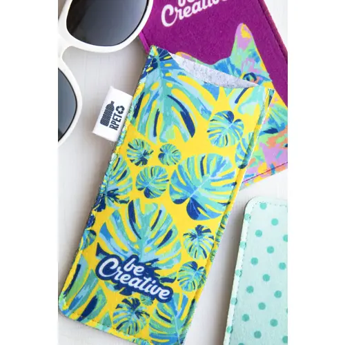 Custodia per occhiali da sole in feltro RPET personalizzabile sul lato anteriore con stampa a colori 80×170mm