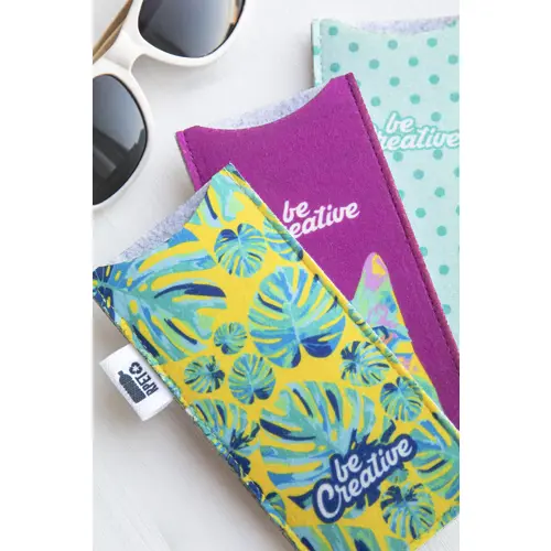 Custodia per occhiali da sole in feltro RPET personalizzabile sul lato anteriore con stampa a colori 80×170mm