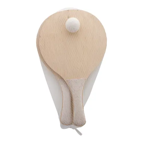 Racchettoni da spiaggia in compensato di betulla e plastica ecologica di paglia di grano personalizzabili su un lato di entrambe le racchette stampa multicolore