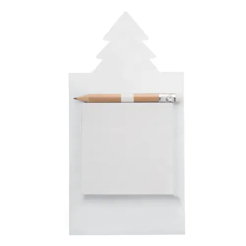 Magnete frigo natalizio personalizzabile con blocchetto di fogli adesivi in carta riciclata e matiita