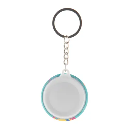 Portachiavi in microfibra RPET a bottone con stampa sublimazione ø44 mm