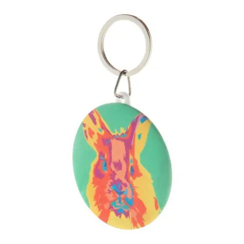 Portachiavi in microfibra RPET a bottone con stampa sublimazione ø58 mm