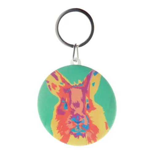 Portachiavi in microfibra RPET a bottone con stampa sublimazione ø58 mm