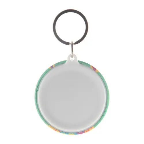 Portachiavi in microfibra RPET a bottone con stampa sublimazione ø58 mm