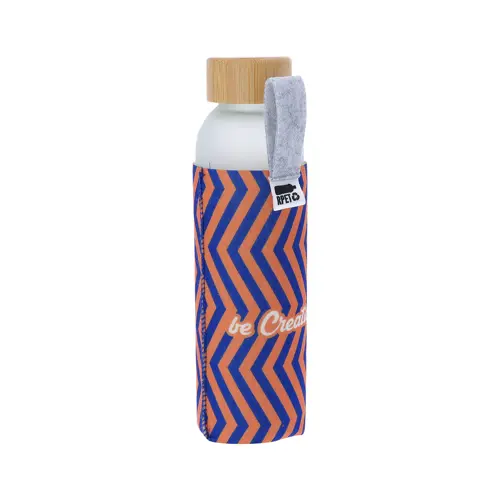 Borraccia vetro da 500ml e tappo bambù con copertura in feltro RPET completamente personalizzabile