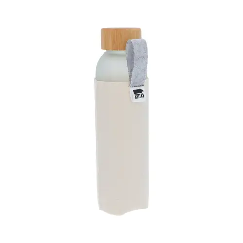 Borraccia vetro da 500ml e tappo bambù con copertura in feltro RPET completamente personalizzabile