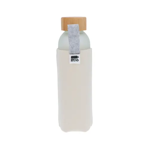 Borraccia vetro da 500ml e tappo bambù con copertura in feltro RPET completamente personalizzabile