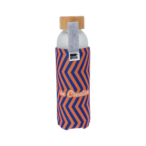 Borraccia vetro da 500ml e tappo bambù con copertura in feltro RPET completamente personalizzabile