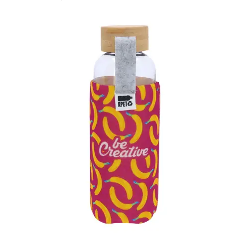Borraccia in RPET da 500ml con tappo in bambù e rivestimento in feltro RPET personalizzabile in sublimazione