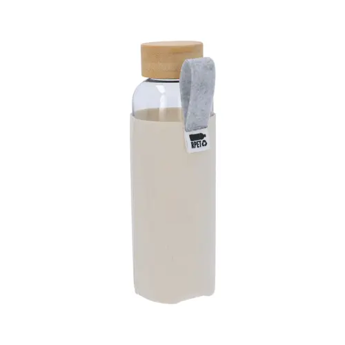 Borraccia in RPET da 500ml con tappo in bambù e rivestimento in feltro RPET personalizzabile in sublimazione