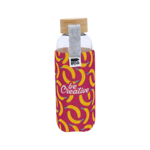 Borraccia in RPET da 500ml con tappo in bambù e rivestimento in feltro RPET personalizzabile in sublimazione