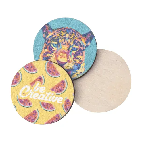 Gettone carrello in compensato di legno di betulla personalizzabile con stampa full color su 1 lato 