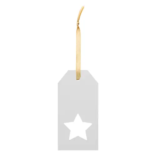 Etichetta natalizia personalizzata in cartoncino e nastro dorato