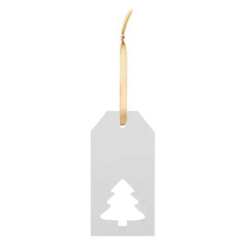 Etichetta natalizia personalizzata in cartoncino e nastro dorato