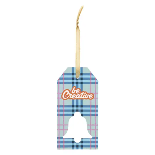 Etichetta natalizia personalizzata in cartoncino e nastro dorato