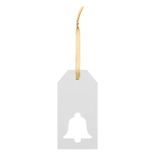 Etichetta natalizia personalizzata in cartoncino e nastro dorato