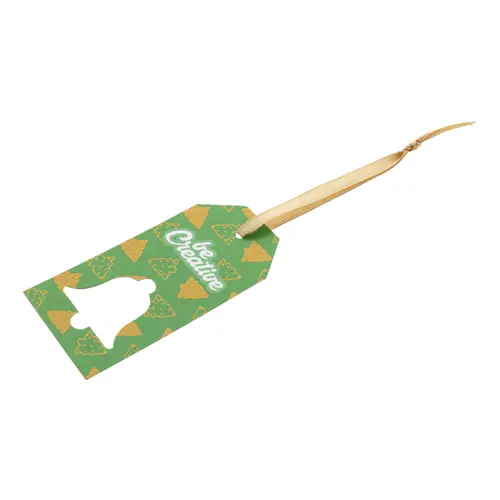 Etichetta natalizia personalizzata in cartoncino e nastro dorato