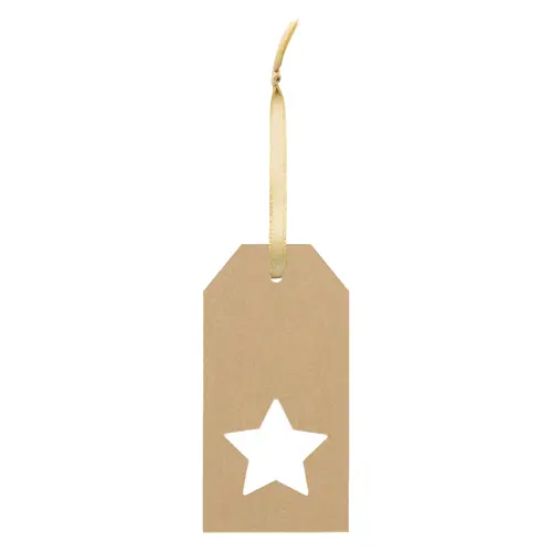 Etichetta natalizia personalizzata in carta kraft e nastro dorato