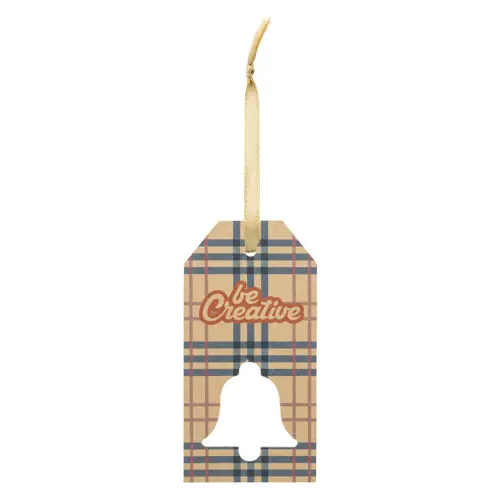 Etichetta natalizia personalizzata in carta kraft e nastro dorato