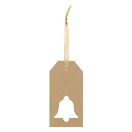 Etichetta natalizia personalizzata in carta kraft e nastro dorato