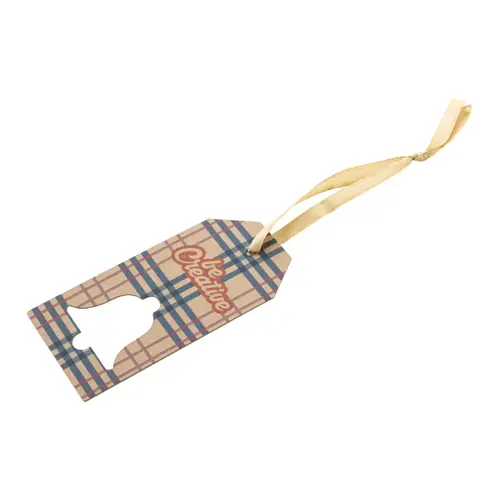 Etichetta natalizia personalizzata in carta kraft e nastro dorato