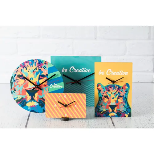 Orologio da parete di forma rettangolare in legno HDF con grafica personalizzata