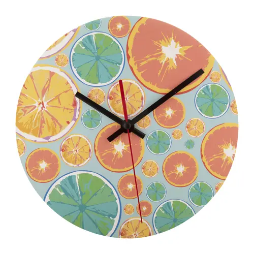 Orologio da parete di forma rotonda in legno HDF con grafica personalizzata
