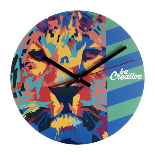 Orologio da parete di forma rotonda in legno HDF con grafica personalizzata