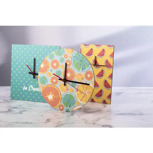 Orologio da parete di forma rotonda in legno HDF con grafica personalizzata