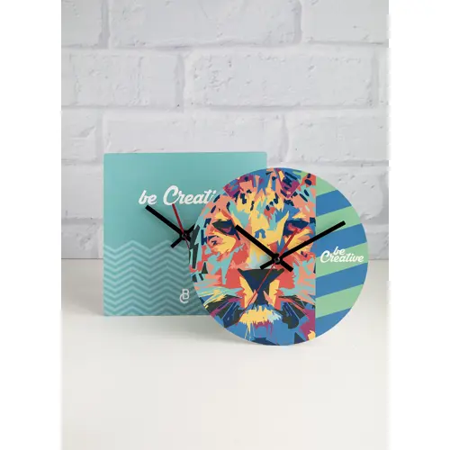 Orologio da parete di forma rotonda in legno HDF con grafica personalizzata