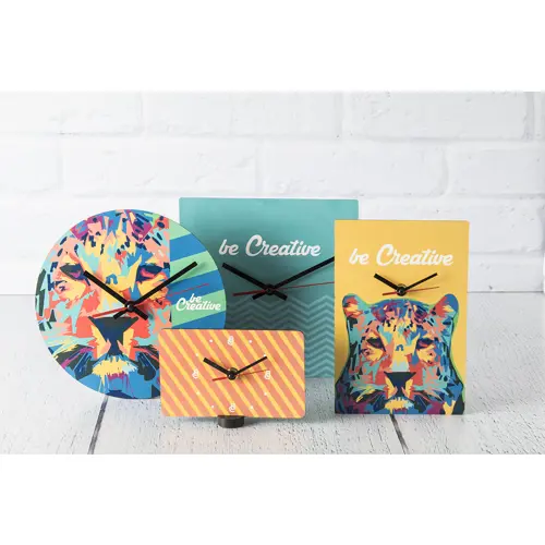 Orologio da parete di forma rotonda in legno HDF con grafica personalizzata