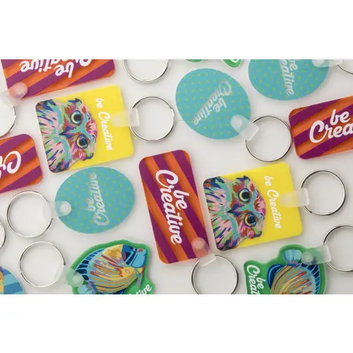 Portachiavi totalmente personalizzabile in acrilico con stampa in full color