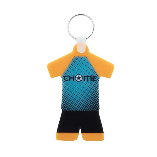 Portachiavi in plastica a forma di completo sportivo totalmente personalizzabile 