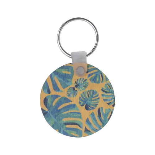 Portachiavi rotondo in legno di betulla totalmente personalizzabile nella grafica